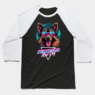 Retro Wave Shepherd Hot Dog Shirt Baseball T-Shirt